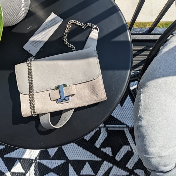 NWT HALSTON HERITAGE Gray Leather Suede Flap Crossbody - Picture 7 of 14